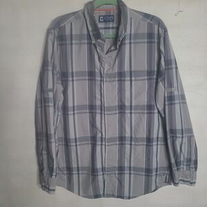 Chaps Est. 1978 Men's Plaid Button Down Long Sleeve Shirt Casual Gray Medium